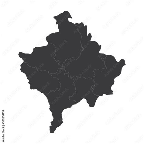 kosovo map on white background vector, kosovo Map Outline Shape Black ...