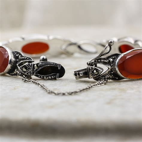 1920s-30s Sterling Marcasite Carnelian Bracelet – Pippin Vintage Jewelry