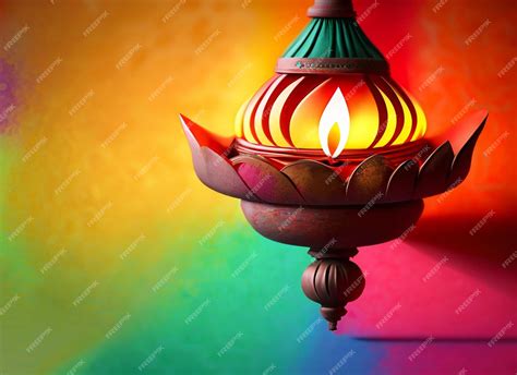 Premium AI Image | Diwali lamp background with colorful