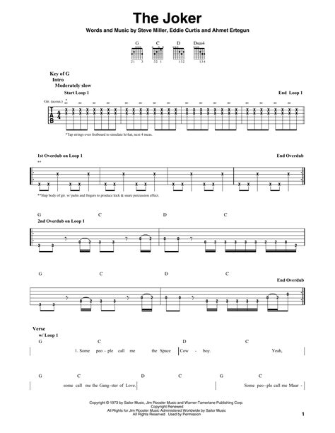 The Joker by Steve Miller Band - Guitar Lead Sheet - Guitar Instructor