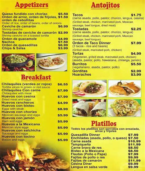 Menu at El Fogon Restaurant - Berwyn, Berwyn, Oak Park Ave