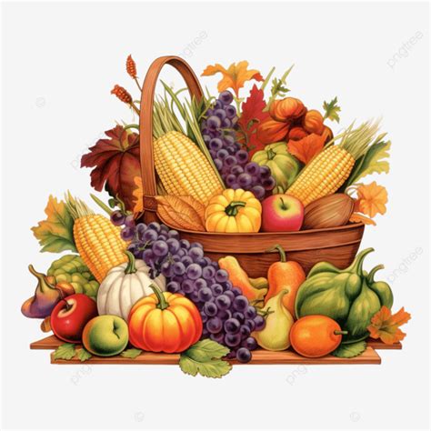 Illustration Of A Thanksgiving Cornucopia Full Of Harvest Fruits And Vegetables, Cornucopia ...