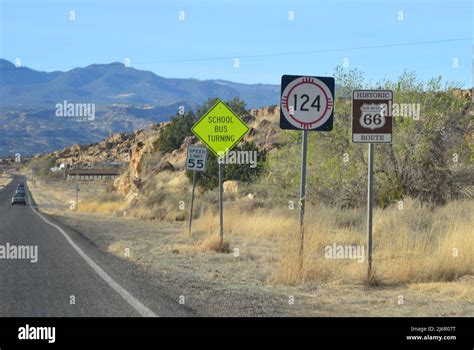 Road signs along Route 66 in Arizona Stock Photo - Alamy