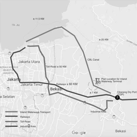 Distance and Map CBL Inland Waterway to Tanjung Priok and vice versa... | Download Scientific ...