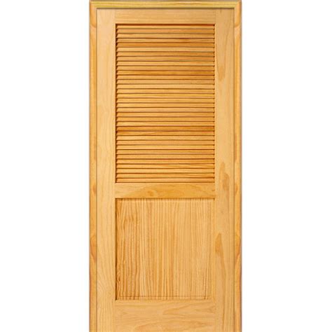 MMI Door 32 in. x 80 in. Half Louver 1-Panel Unfinished Pine Wood Left Hand Single Prehung ...