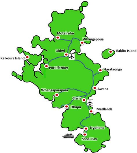 Map of Great Barrier Island, New Zealand