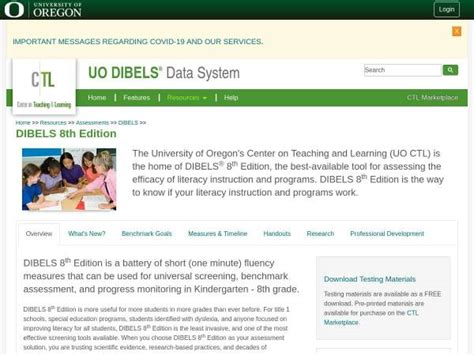 DIBELS 8th Edition : UO DIBELS Data System :: Resources :: California Educators Together