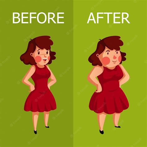 Premium Vector | Illustration about woman before and after gain weight