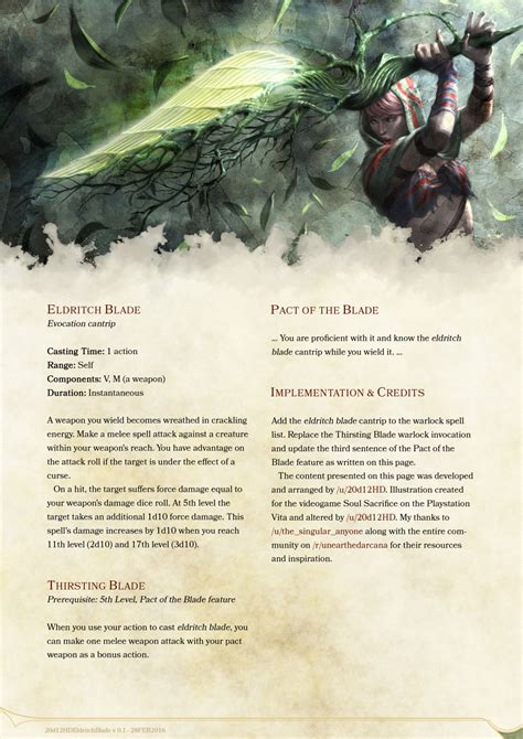 DnD 5e Homebrew — Warlock cantrip and Pact of the Blade Invocations...