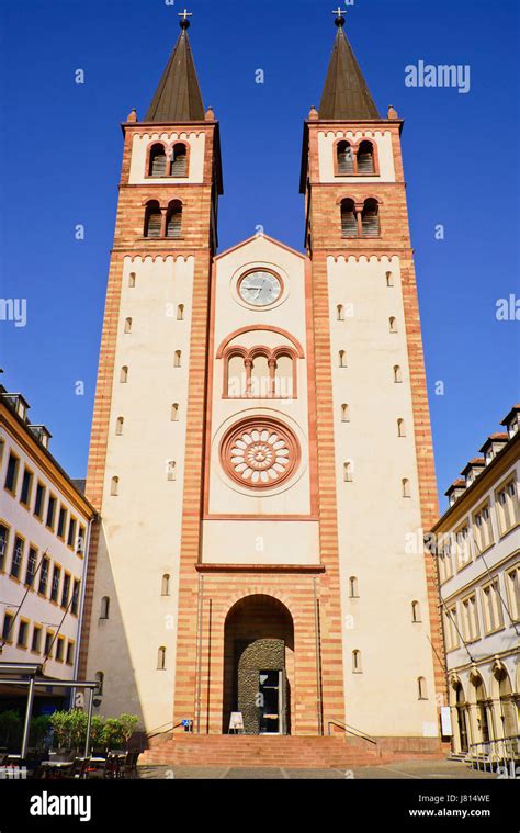 Germany, Bavaria, Wurzburg, Cathedral of St Kilian, Exterior view of ...