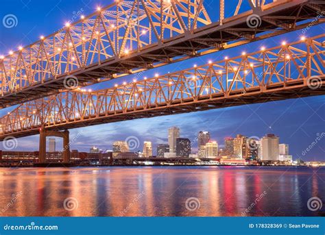 New Orleans, Louisiana, USA at Crescent City Connection Bridge Stock ...