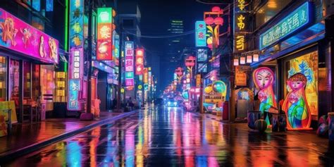 Premium Photo | Neon lights in the night of the city of Seoul in South ...