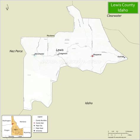 a map of lewis county idaho showing the location of lewis county and ...