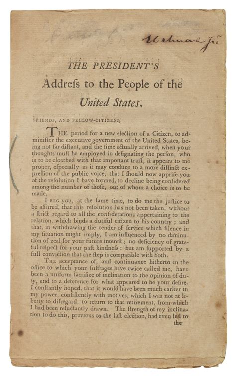 Washington, George | A very early printing of Washington's Farewell Address | The Passion of ...