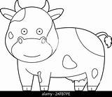 Vector Illustration Of Cartoon Cow  Coloring Book For Kids Stock sketch template