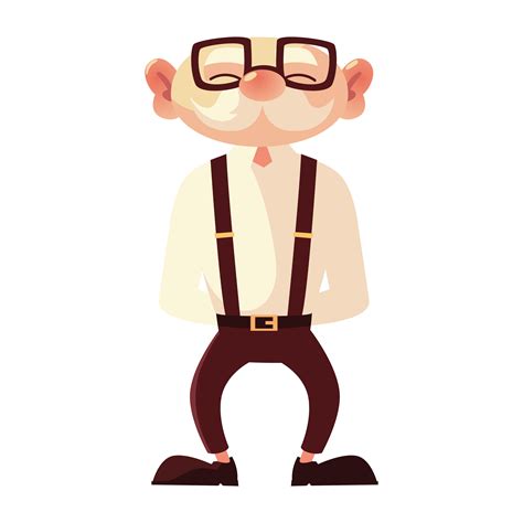 old man with glasses grandfather cartoon character senior 4311191 Vector Art at Vecteezy