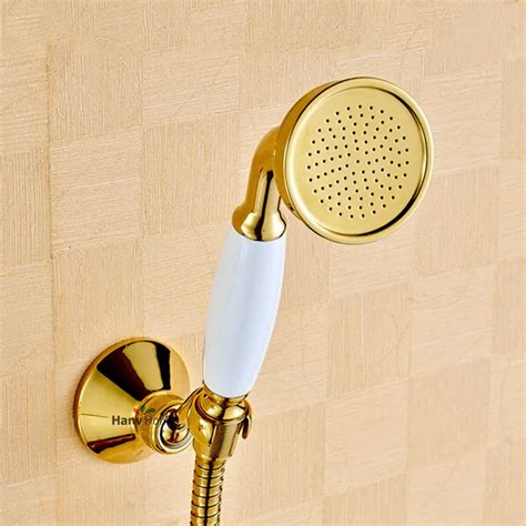 Brass Classical Gold Telephone Hand Held Shower Head Spray Water Saving ...