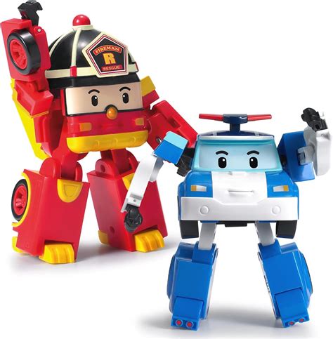 Robocar POLI Toys, [2 PACK] POLI & ROY Transforming Robot Toys, 4" Action Figure Vehicles for ...