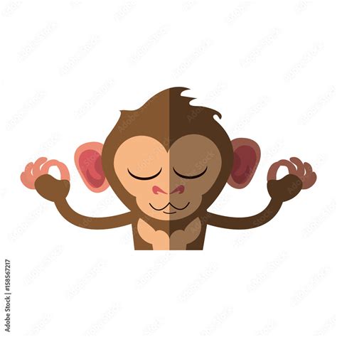 cute expressive monkey meditating cartoon icon image vector illustration design Stock Vector ...