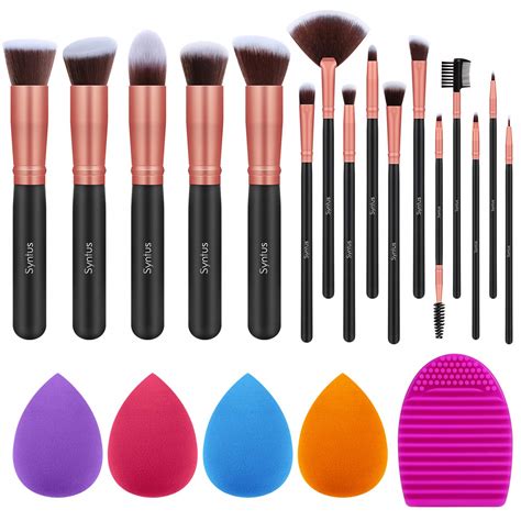 Buy Syntus Makeup Brush Set 16 Makeup Brushes & 4 Blender Sponges & 1 Cleaning Pad Premium ...