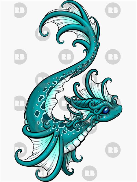 Water Dragon Sticker by Rebecca Golins in 2022 | Dragon artwork, Cute dragon drawing, Dragon drawing