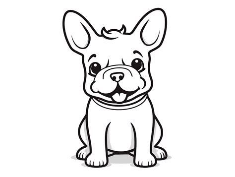 Cheerful Cartoon French Bulldog - Coloring Page