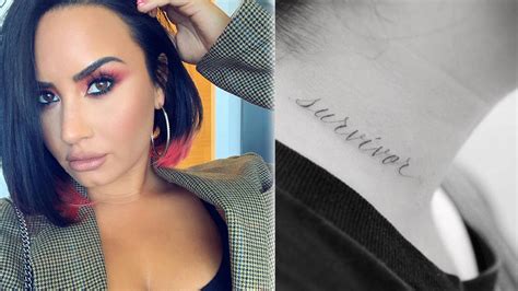 Demi Lovato Neck Tattoo: D7 Singer Gets 'Survivor' Inking With Boyfriend Austin Wilson - Capital