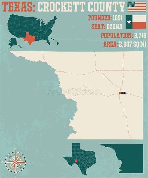 Map of Crockett County in Texas Stock Vector - Illustration of geography, vector: 116709469