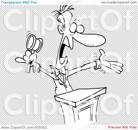 Royalty-Free (RF) Clip Art Illustration of a Cartoon Black And White Outline Design Of A Loud ...