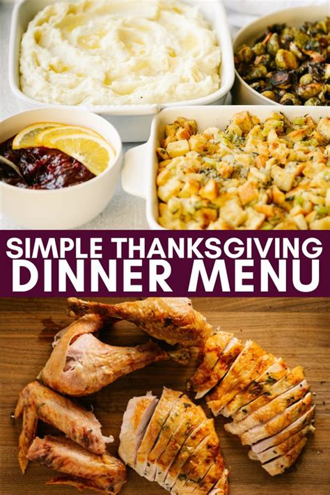 Simple Thanksgiving Dinner Menu with Turkey and Mashed Potatoes