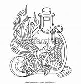 Bottle Magic Potion Coloring Page Sea Stock Vector Royalty Free  sketch template