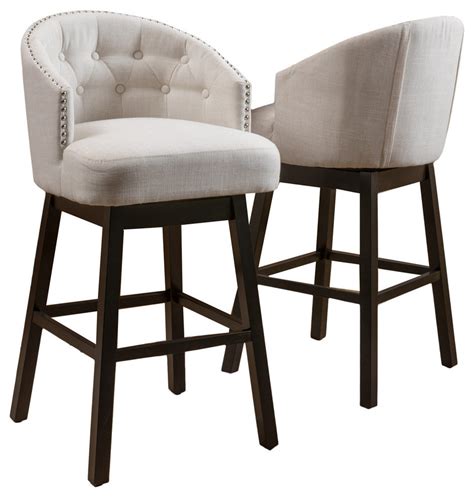 Westman Fabric Upholstered Swivel Seat Bar Stools, Set of 2 ...