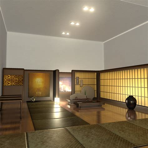 3d japanese tea house interior