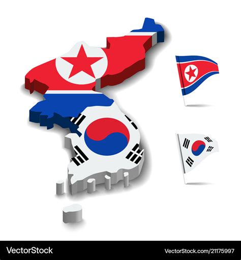 Flag of north korea and south korea friendship Vector Image