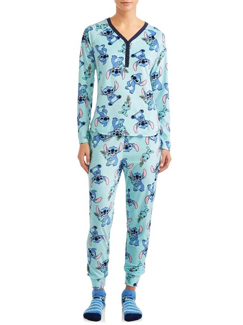 Disney Women's and Women's Plus Stitch 3 Piece Pajama Set - Walmart.com