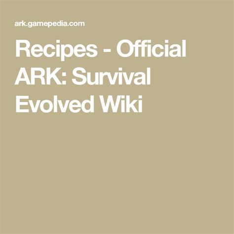 Recipes - Official ARK: Survival Evolved Wiki | Ark survival evolved ...