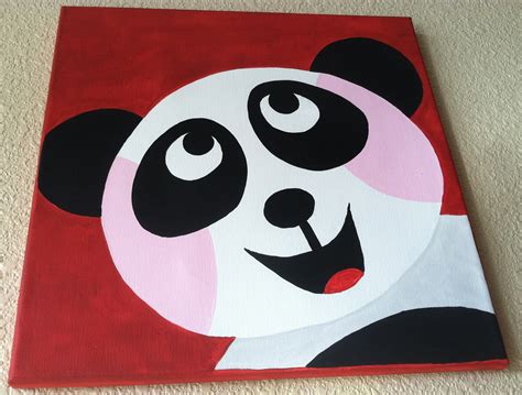 Cute Peekaboo PANDA ... Handpainted Acrylic Painting by memearts