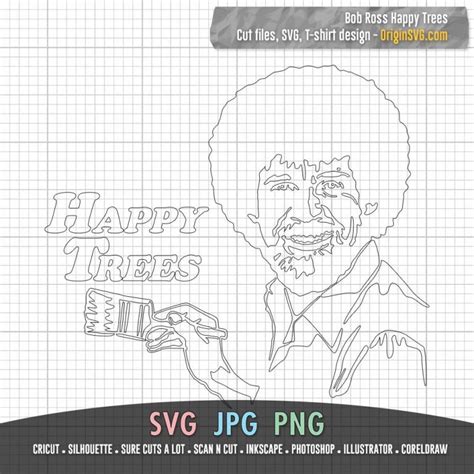 Bob Ross Happy Trees SVG Silhouette – Origin SVG Art