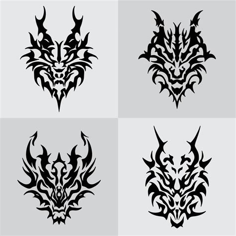 dragon tribal face tattoo logo 16894674 Vector Art at Vecteezy