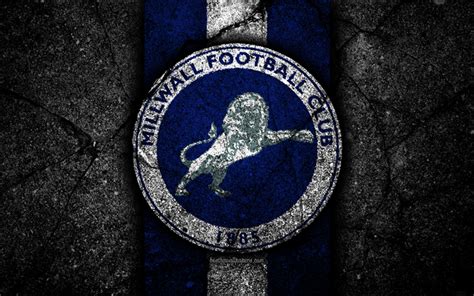 Download wallpapers 4k, Millwall FC, logo, EFL Championship, black stone, football club, England ...