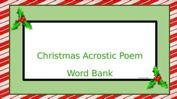 Christmas Acrostic Poem Word Bank and Rough Draft Form by Primary Tec