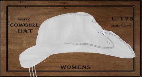 Second Life Marketplace - White Cowgirl Hat w/ Steer & Feathers