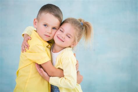 Friends Boy and Girl Hugging Each Other Stock Photo - Image of face ...