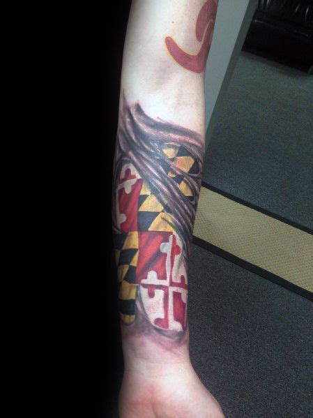 50 Maryland Flag Tattoo Ideas For Men - State Flag Designs