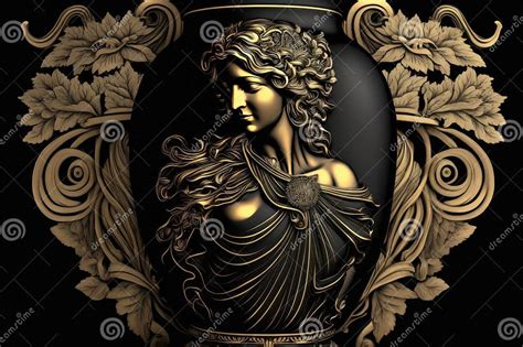 Eileithyia Greek Mythology God Black Gold Vase by Generative AI Stock Illustration ...