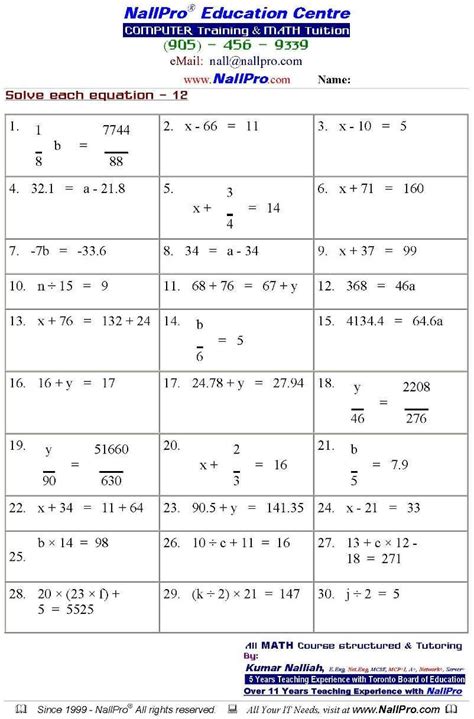 Grade 10 Algebra Worksheets Pdf — db-excel.com