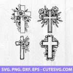 Easter Cross SVG, Flower Cross SVG, Floral Easter Cross SVG, Religious ...