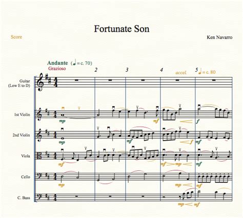 "FORTUNATE SON" FOR GUITAR & ORCHESTRA:CONCERT SCORE (PDF) — Ken Navarro