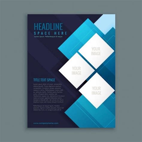 Free Vector | Business brochure with white squares on a blue background | Brochure template ...