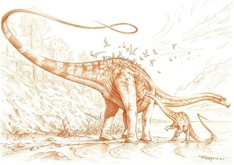 Diplodocus with baby Art by PaleoPastori (Fabio Pastori) | Diplodocus, Dinosaur sketch ...